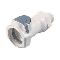 Female Thumb Latch - HFC Series to  3/8" Male NPT Thread, Straight, PSU (Polysulfone), Open-Flow