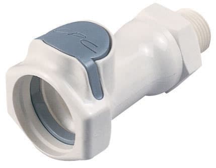 Straight, Thumb Latch - HFC Series Female to NPT 3/8", PSU (Polysulfone) White, 1/2" Flow, Plastic Latch