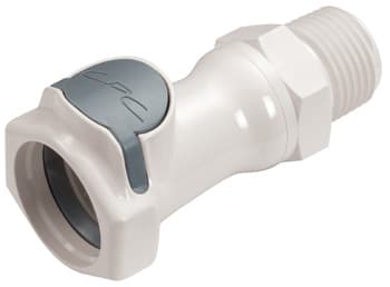 Straight, Thumb Latch - HFC Series Female to NPT 1/2", PSU (Polysulfone) White, 1/2" Flow, Plastic Latch