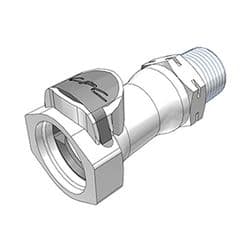 Female Thumb Latch - HFC Series to  1/2" Male BSPP Thread, Straight, PSU (Polysulfone), Open-Flow