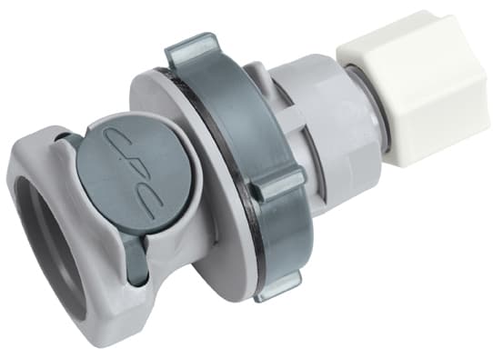 Panel Mount, Thumb Latch - HFC Series Female to In-Line Compression 9,5mm (3/8") OD, PP (Polypropylene) Grey, 1/2" Flow, Plastic Latch