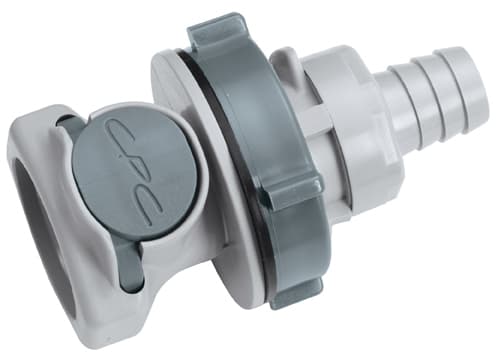 Panel Mount, Thumb Latch - HFC Series Female to Tube Fitment 12,7mm (1/2") ID, PP (Polypropylene) Grey, 1/2" Flow, Plastic Latch