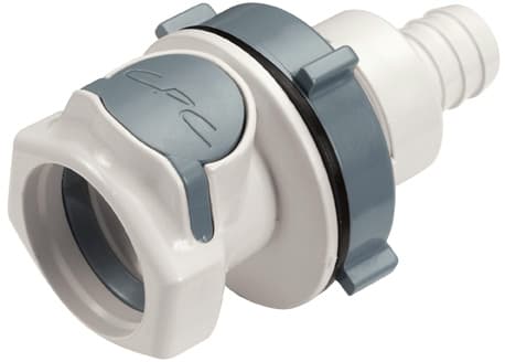 Panel Mount, Thumb Latch - HFC Series Female to Tube Fitment 12,7mm (1/2") ID, PSU (Polysulfone) White, 1/2" Flow, Plastic Latch