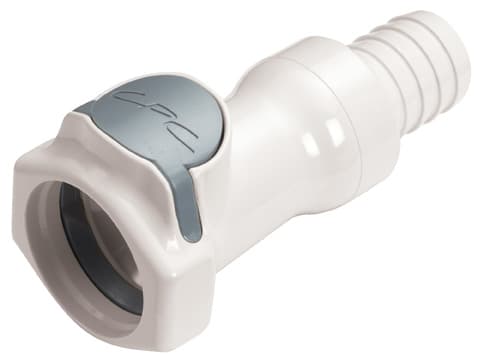 Straight, Thumb Latch - HFC Series Female to Tube Fitment 16,0mm (5/8") ID, PSU (Polysulfone) White, 1/2" Flow, Plastic Latch