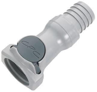 Straight, Thumb Latch - HFC Series Female to Tube Fitment 19,0mm (3/4") ID, PP (Polypropylene) Grey, 1/2" Flow, Plastic Latch