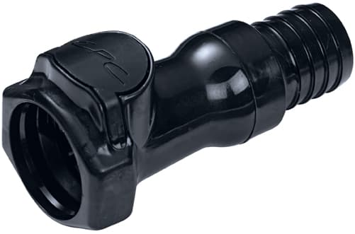 Straight, Thumb Latch - HFC Series Female to Tube Fitment 19,0mm (3/4") ID, PSU (Polysulfone) - UV Resistant Black, 1/2" Flow, Plastic Latch