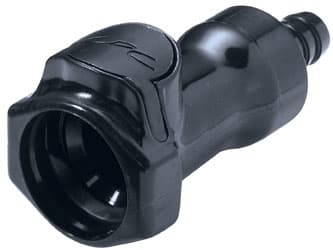 Straight, Thumb Latch - HFC Series Female to Tube Fitment 9,5mm (3/8") ID, PSU (Polysulfone) - UV Resistant Black, 1/2" Flow, Plastic Latch