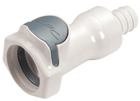Straight, Thumb Latch - HFC Series Female to Tube Fitment 12,7mm (1/2") ID, PSU (Polysulfone) White, 1/2" Flow, Plastic Latch