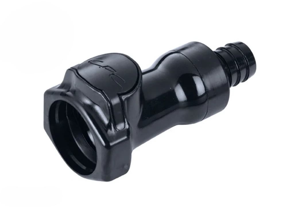 Straight, Thumb Latch - HFC Series Female to Tube Fitment 12,7mm (1/2") ID, PSU (Polysulfone) - UV Resistant Black, 1/2" Flow, Plastic Latch