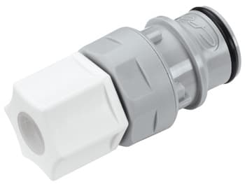Straight, Thumb Latch - HFC Series Male to In-Line Compression 9,5mm (3/8") OD, PP (Polypropylene) Grey, 1/2" Flow