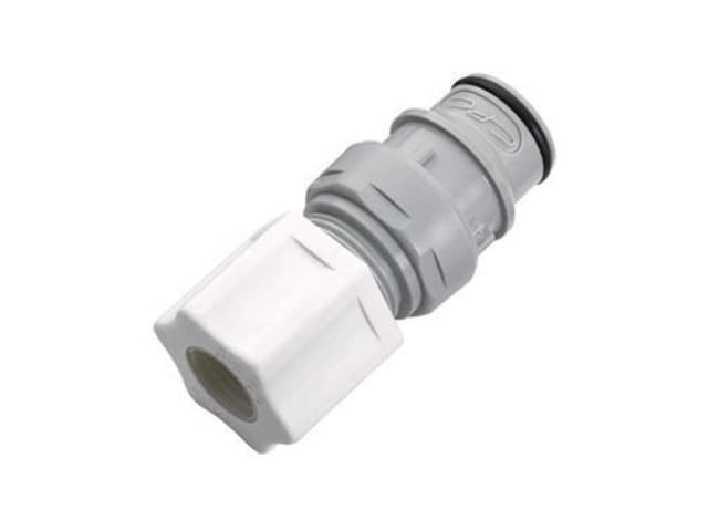 HFC Männliche Schnellverschlusskupplung, offen, Quetschverbindung für 1/2" (12,7mm) AD Schlauch, PP grau, bns (Bulk, unsteril)