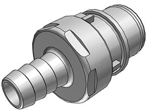Straight, Thumb Latch - HFC Series Male to Tube Fitment 9,5mm (3/8") ID, PP (Polypropylene) Grey, 1/2" Flow