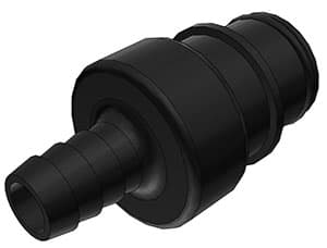Straight, Thumb Latch - HFC Series Male to Tube Fitment 9,5mm (3/8") ID, PSU (Polysulfone) - UV Resistant Black, 1/2" Flow