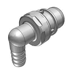 Male Thumb Latch - HFC Series to  9,5mm (3/8") Tube Connection, Elbow, PP (Polypropylene), Open-Flow