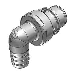 Male Thumb Latch - HFC Series to  12,7mm (1/2") Tube Connection, Elbow, PP (Polypropylene), Open-Flow