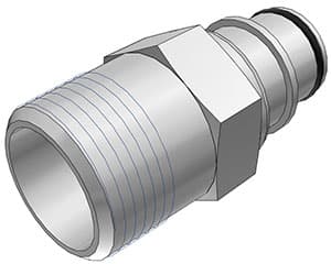 Straight, Thumb Latch - HFC Series Male to NPT 3/4", PSU (Polysulfone) White, 1/2" Flow