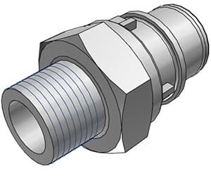 Straight, Thumb Latch - HFC Series Male to BSPT 3/8", PP (Polypropylene) Grey, 1/2" Flow