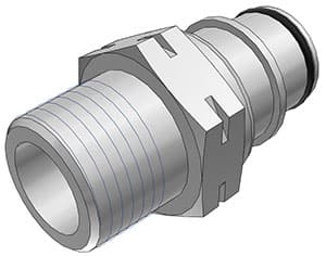 Straight, Thumb Latch - HFC Series Male to BSPT 1/2", PSU (Polysulfone) White, 1/2" Flow