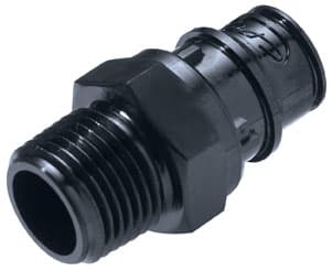 Straight, Thumb Latch - HFC Series Male to BSPT 1/2", PSU (Polysulfone) - UV Resistant Black, 1/2" Flow