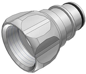 Straight, Thumb Latch - HFC Series Male to GHT Female 3/4", PSU (Polysulfone) White, 1/2" Flow