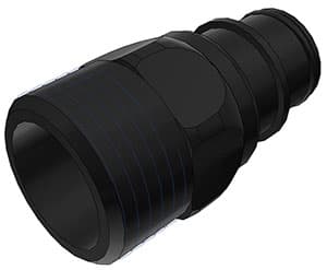 Straight, Thumb Latch - HFC Series Male to GHT Female 3/4", PSU (Polysulfone) - UV Resistant Black, 1/2" Flow