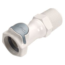 Female Thumb Latch - HFC Series to  3/4" Male NPT Thread, Straight, PSU (Polysulfone), Shut-Off