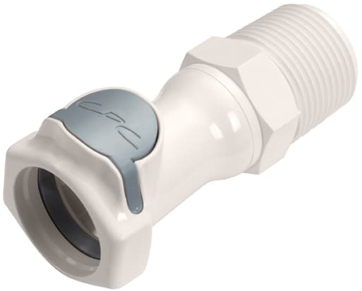 Straight, Thumb Latch - HFC Series Female to NPT Male 3/4", PSU (Polysulfone) White, 1/2" Flow, Plastic Latch