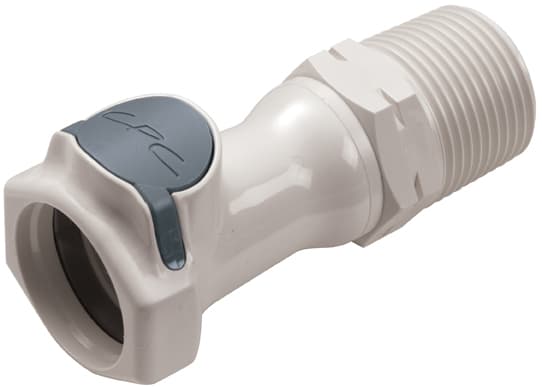 Straight, Thumb Latch - HFC Series Female to BSPT Male 3/4", PSU (Polysulfone) White, 1/2" Flow, Plastic Latch