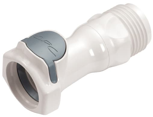 Straight, Thumb Latch - HFC Series Female to GHT Male 3/4", PSU (Polysulfone) White, 1/2" Flow, Plastic Latch
