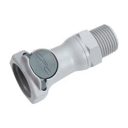 Female Thumb Latch - HFC Series to  1/2" Male NPT Thread, Straight, PP (Polypropylene), Shut-Off