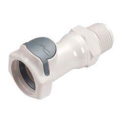 Female Thumb Latch - HFC Series to  1/2" Male NPT Thread, Straight, PSU (Polysulfone), Shut-Off