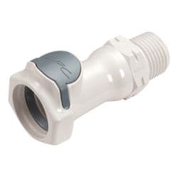 Female Thumb Latch - HFC Series to  1/2" Male BSPP Thread, Straight, PSU (Polysulfone), Shut-Off