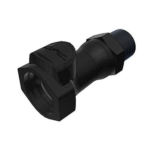 HFC Weibliche Schnellverschlusskupplung, mit Ventil, 1/2" NPT Gewinde, PSU schwarz, UV-stabil, bns (Bulk, unsteril)