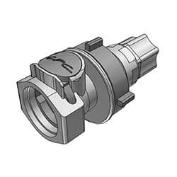 Female Thumb Latch - HFC Series to  9,5mm (3/8") Tube Connection PTF (Push to Fit), Panel Mount, PP (Polypropylene), Shut-Off