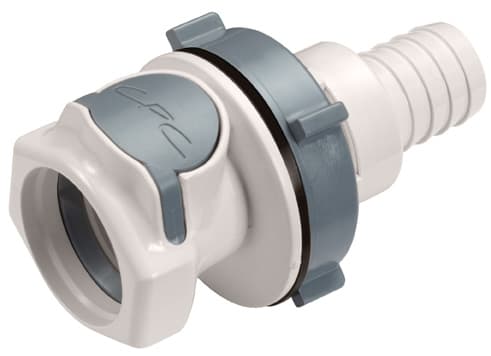 Panel Mount, Thumb Latch - HFC Series Female to Tube Fitment 16,0mm (5/8") ID, PSU (Polysulfone) White, 1/2" Flow, Plastic Latch