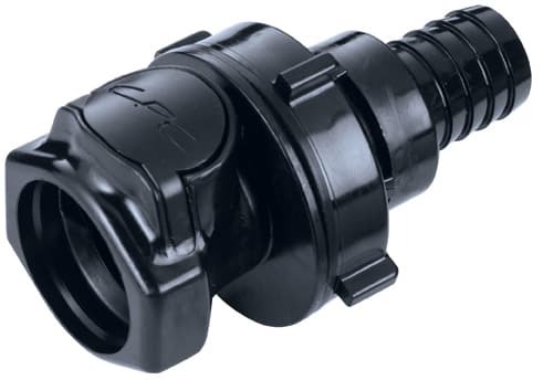 Panel Mount, Thumb Latch - HFC Series Female to Tube Fitment 16,0mm (5/8") ID, PSU (Polysulfone) - UV Resistant Black, 1/2" Flow, Plastic Latch