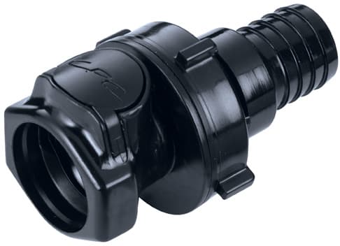 Panel Mount, Thumb Latch - HFC Series Female to Tube Fitment 19,0mm (3/4") ID, PSU (Polysulfone) - UV Resistant Black, 1/2" Flow, Plastic Latch
