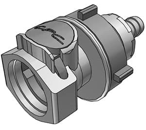 Panel Mount, Thumb Latch - HFC Series Female to Tube Fitment 9,5mm (3/8") ID, PP (Polypropylene) Grey, 1/2" Flow, Plastic Latch