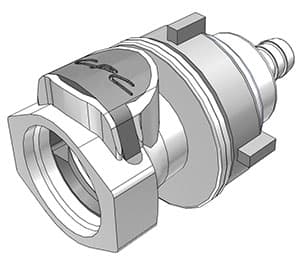 Panel Mount, Thumb Latch - HFC Series Female to Tube Fitment 9,5mm (3/8") ID, PSU (Polysulfone) White, 1/2" Flow, Plastic Latch