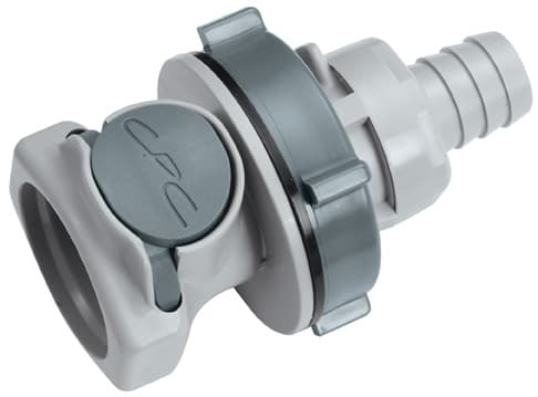 Panel Mount, Thumb Latch - HFC Series Female to Tube Fitment 12,7mm (1/2") ID, PP (Polypropylene) Grey, 1/2" Flow, Plastic Latch