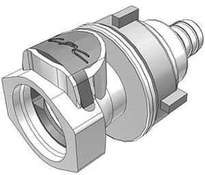 Panel Mount, Thumb Latch - HFC Series Female to Tube Fitment 12,7mm (1/2") ID, PSU (Polysulfone) White, 1/2" Flow, Plastic Latch