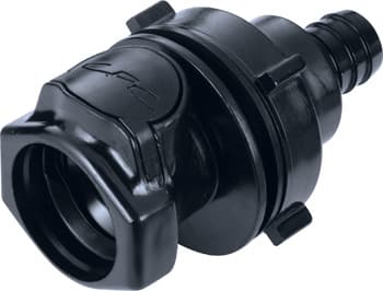 Panel Mount, Thumb Latch - HFC Series Female to Tube Fitment 12,7mm (1/2") ID, PSU (Polysulfone) - UV Resistant Black, 1/2" Flow, Plastic Latch