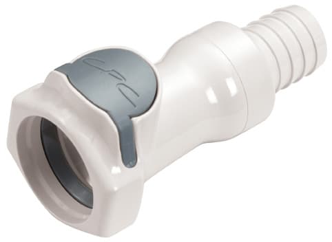 Straight, Thumb Latch - HFC Series Female to Tube Fitment 16,0mm (5/8") ID, PSU (Polysulfone) White, 1/2" Flow, Plastic Latch