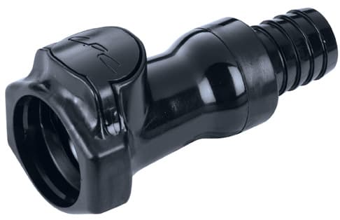 Straight, Thumb Latch - HFC Series Female to Tube Fitment 16,0mm (5/8") ID, PSU (Polysulfone) - UV Resistant Black, 1/2" Flow, Plastic Latch