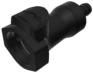Straight, Thumb Latch - HFC Series Female to Tube Fitment 9,5mm (3/8") ID, PSU (Polysulfone) - UV Resistant Black, 1/2" Flow, Plastic Latch