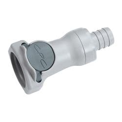 Female Thumb Latch - HFC Series to  12,7mm (1/2") Tube Connection, Straight, PP (Polypropylene), Shut-Off