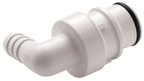 Elbow, Thumb Latch - HFC Series Male to Tube Fitment 12,7mm (1/2") ID, PSU (Polysulfone) White, 1/2" Flow