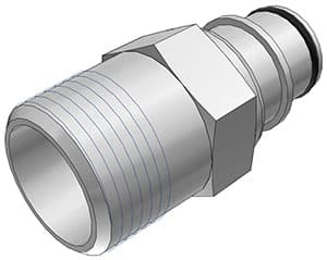 Straight, Thumb Latch - HFC Series Male to NPT 3/4", PSU (Polysulfone) White, 1/2" Flow