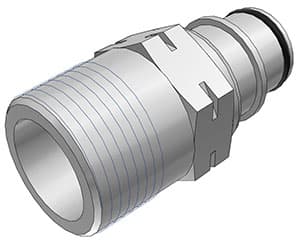Straight, Thumb Latch - HFC Series Male to BSPT 3/4", PSU (Polysulfone) White, 1/2" Flow