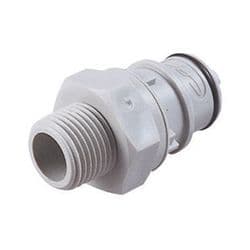 Male Thumb Latch - HFC Series to  3/8" Male NPT Thread, Straight, PP (Polypropylene), Shut-Off